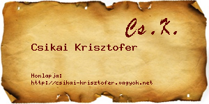 Csikai Krisztofer névjegykártya